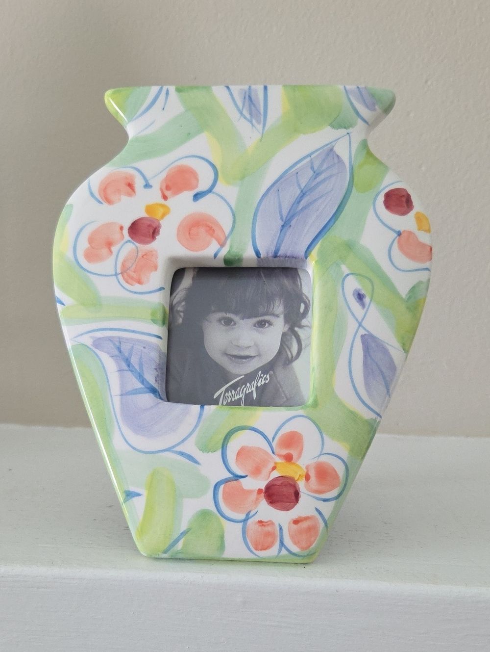 Terragrfics Floral Ceramic Photo Frame In The Shape Of A Vase
